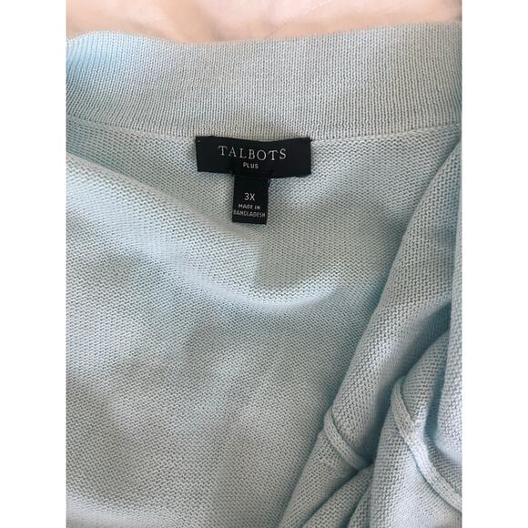 Talbots Plus 3X Light Blue Modal / Cotton Cropped Open Front Cardigan - Picture 2 of 4